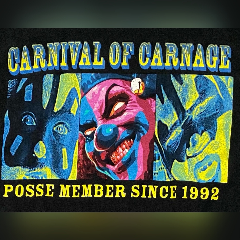 Insane Clown Posse Black T Shirt, Carnival of Carnage, Size XLarge
